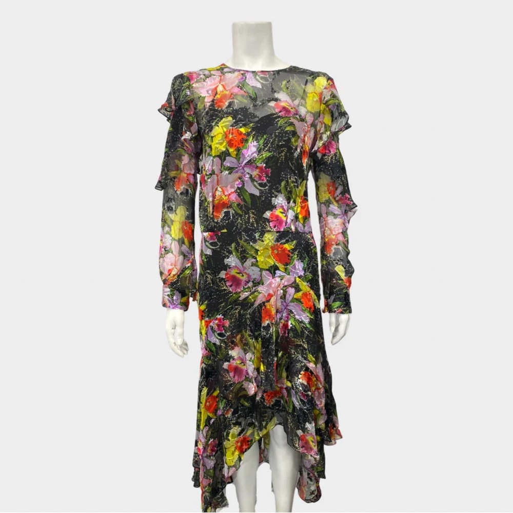Preen by Thornton Bregazzi Black Floral Midi Dress